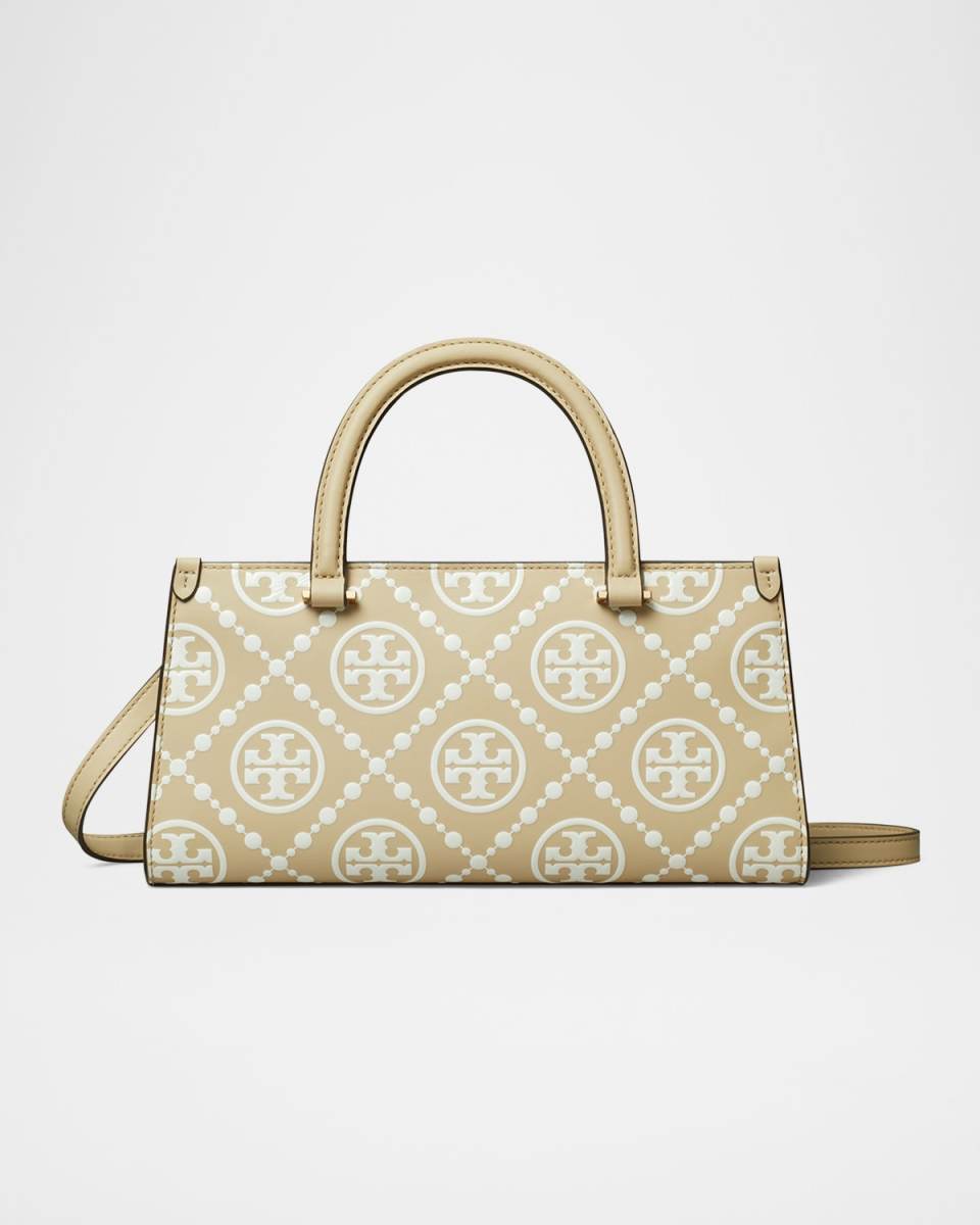 Small T Monogram East-West Leather Tote Bag